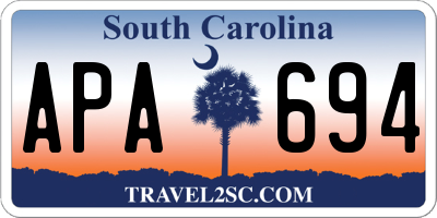 SC license plate APA694