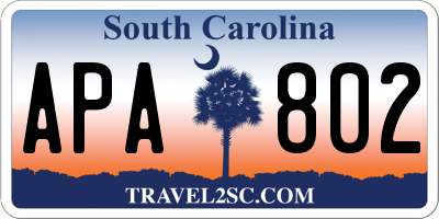 SC license plate APA802