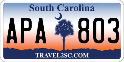 SC license plate APA803