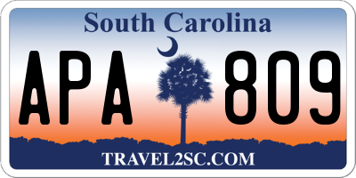 SC license plate APA809
