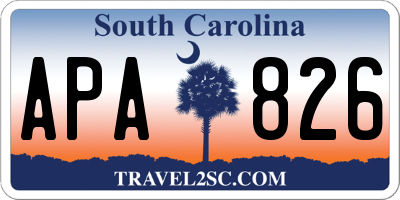 SC license plate APA826