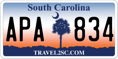 SC license plate APA834