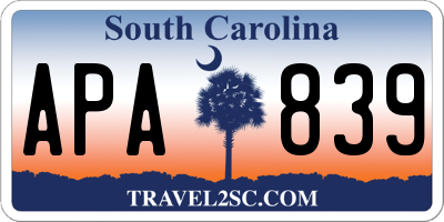 SC license plate APA839