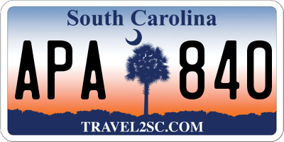 SC license plate APA840