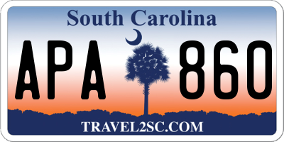 SC license plate APA860