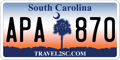 SC license plate APA870