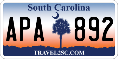 SC license plate APA892