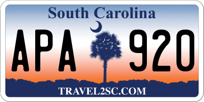 SC license plate APA920