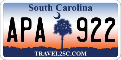SC license plate APA922