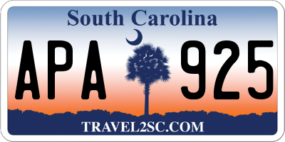SC license plate APA925