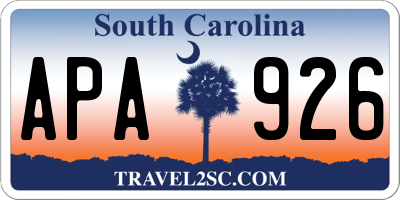 SC license plate APA926