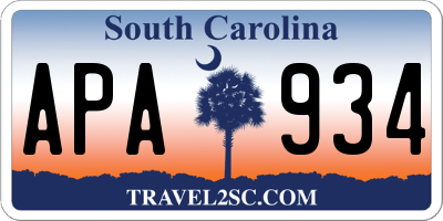 SC license plate APA934