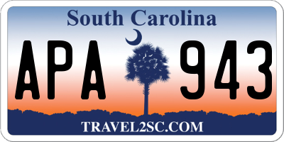 SC license plate APA943