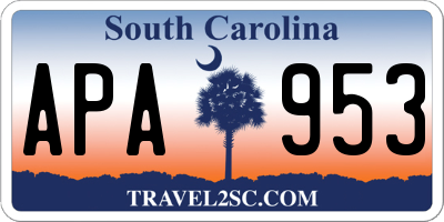 SC license plate APA953