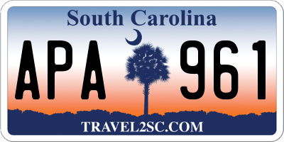 SC license plate APA961