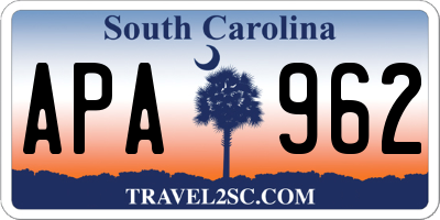 SC license plate APA962