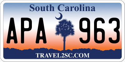 SC license plate APA963
