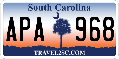 SC license plate APA968