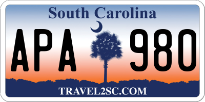 SC license plate APA980