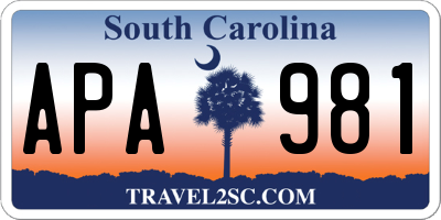 SC license plate APA981