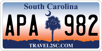 SC license plate APA982