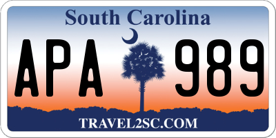 SC license plate APA989
