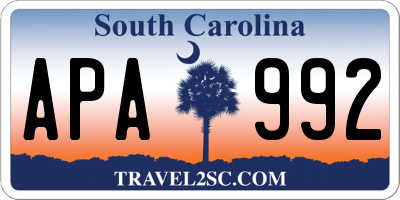 SC license plate APA992