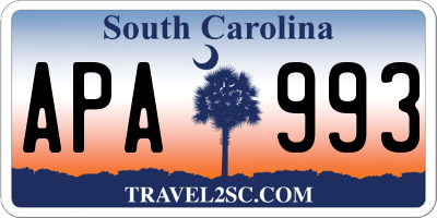 SC license plate APA993