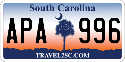 SC license plate APA996