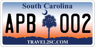 SC license plate APB002