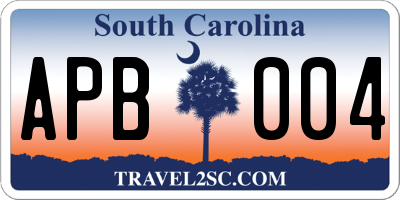 SC license plate APB004