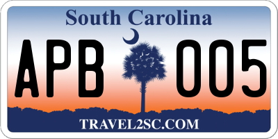 SC license plate APB005
