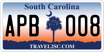 SC license plate APB008