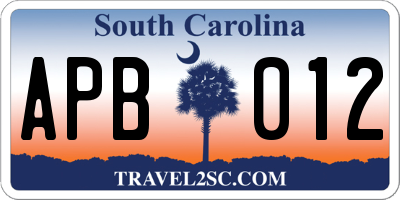 SC license plate APB012