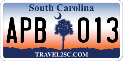 SC license plate APB013