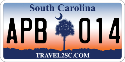 SC license plate APB014