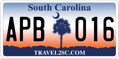 SC license plate APB016
