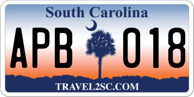 SC license plate APB018