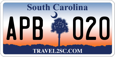 SC license plate APB020