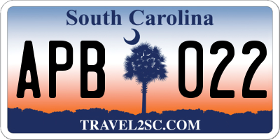 SC license plate APB022