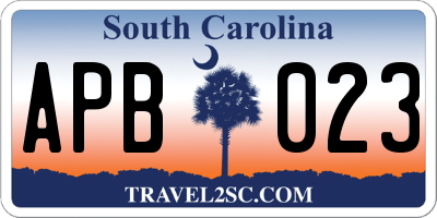 SC license plate APB023