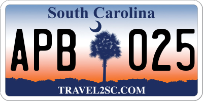 SC license plate APB025
