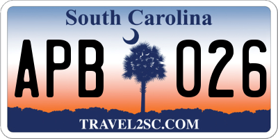 SC license plate APB026