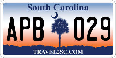 SC license plate APB029