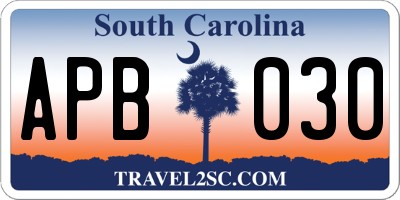 SC license plate APB030