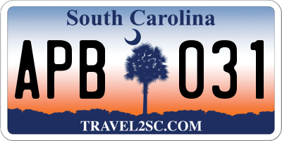 SC license plate APB031