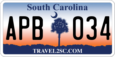 SC license plate APB034