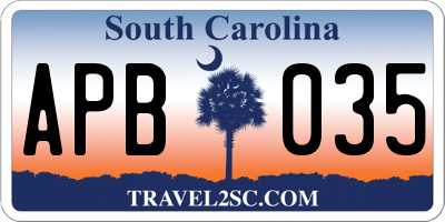 SC license plate APB035