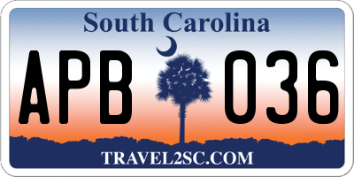 SC license plate APB036