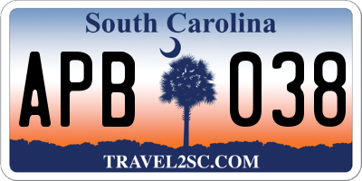 SC license plate APB038
